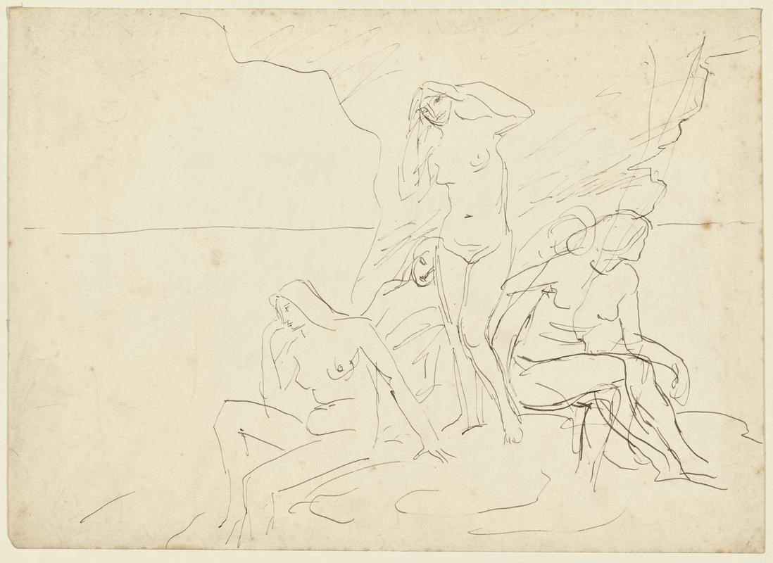 Group of Four Nudes on a Rock