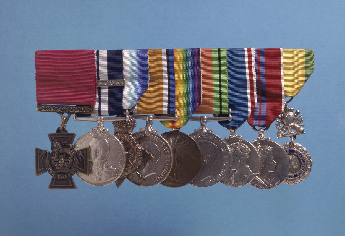 Victoria Cross, Distinguished Service Medal and bar, 1914-1915 Star, British War Medal, 1914-18, Victory Medal, 1914-19, Defence Medal, 1939-1945, Medal; George VI Coronation 1937, Medal; Elizabeth II Coronation 1953, France, Medaille Militaire