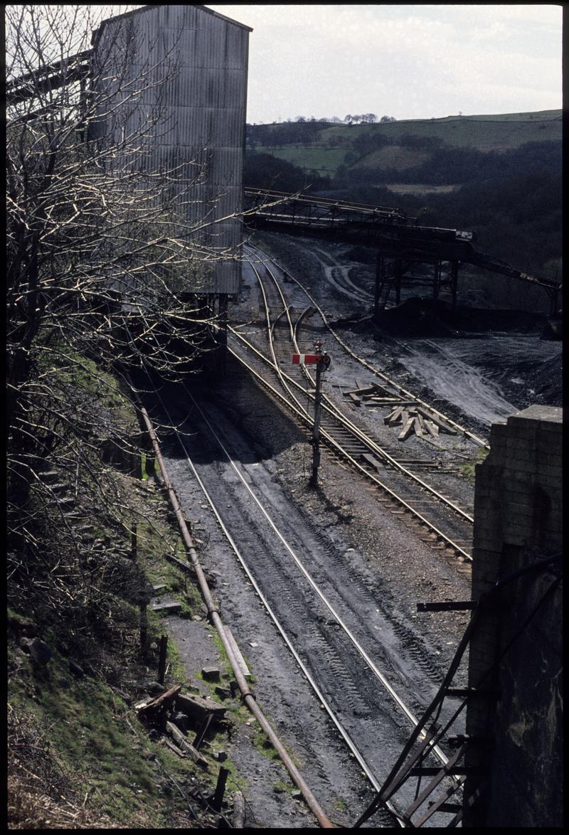 Colour film slide showing rail tracks, Blaenant Colliery 13 April 1977.
