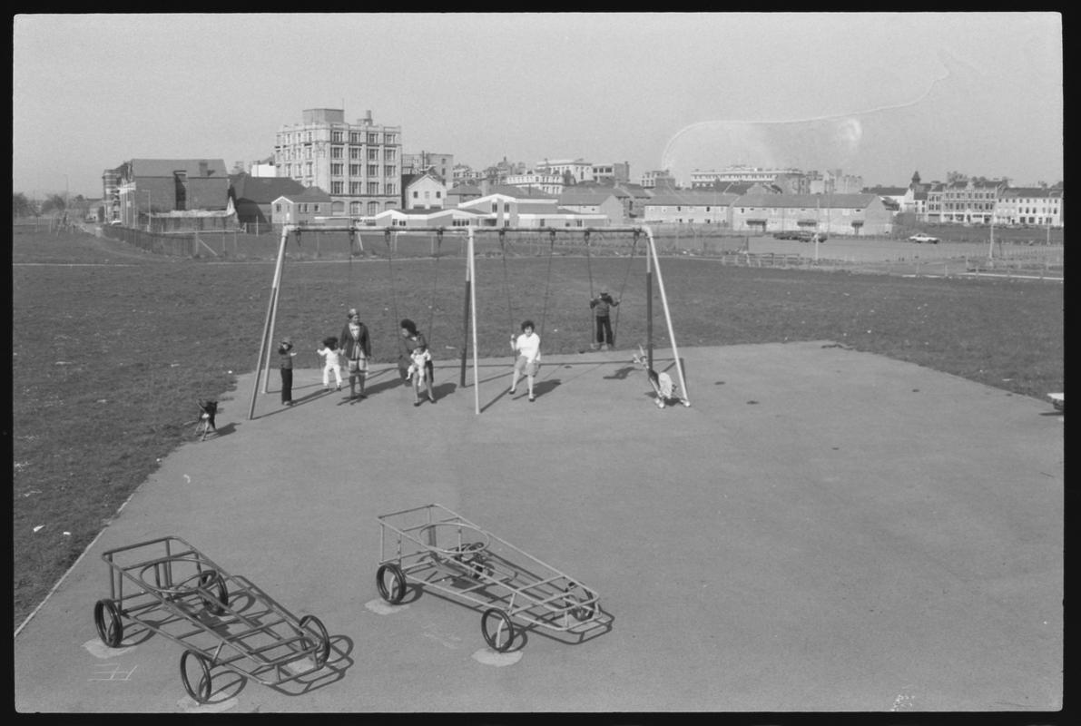 Children&#039;s playground on site of old canal, Stuart Street, Butetown.