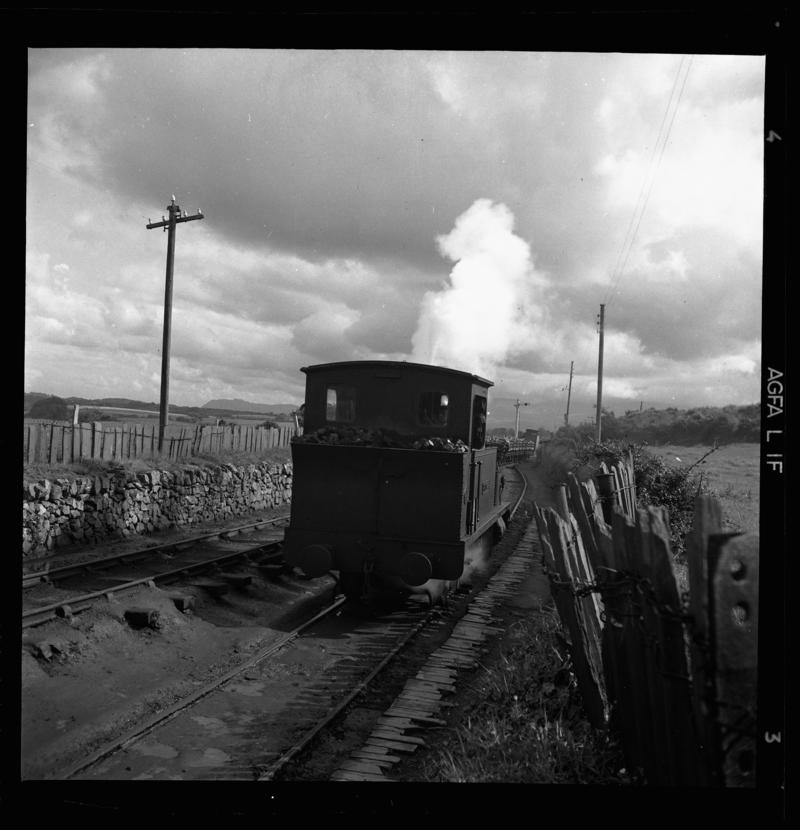 View of the &#039;Amalthea&#039; locomotive (possibly at Penscoins), 1958-60.