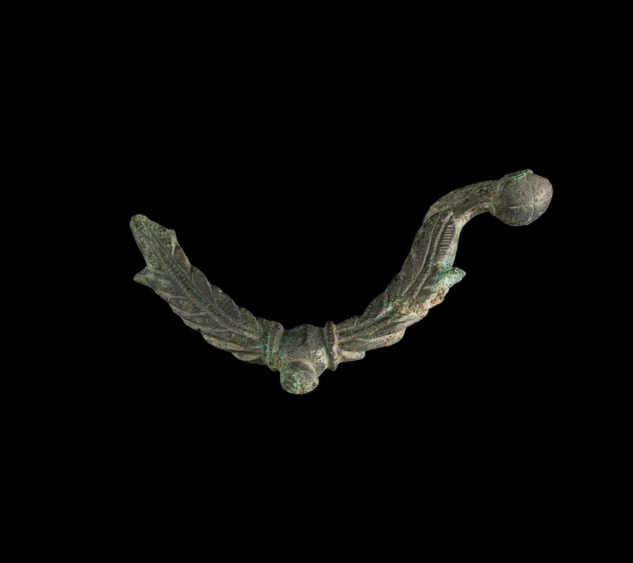 Roman copper alloy bowl handle