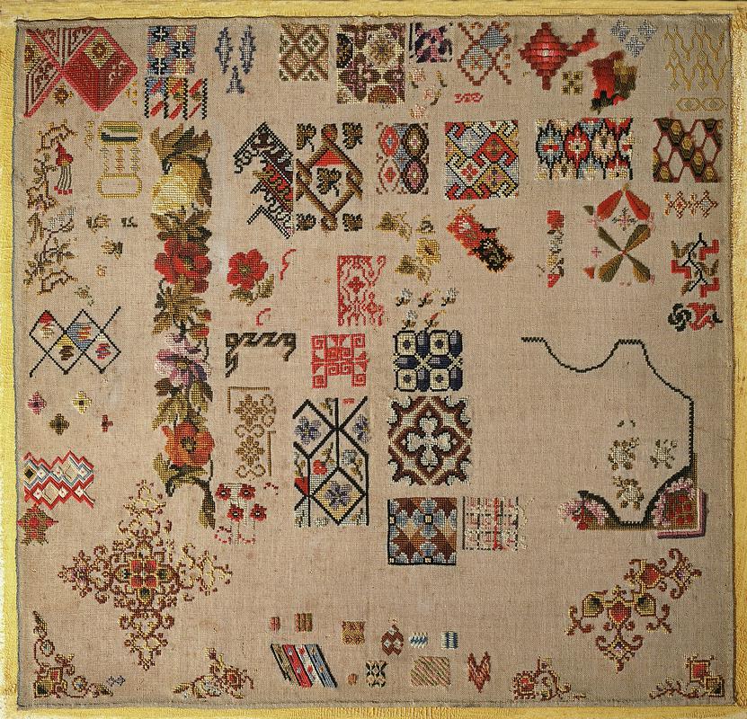 Sampler (motifs &amp; stitches), made in Belgium, c. 1865