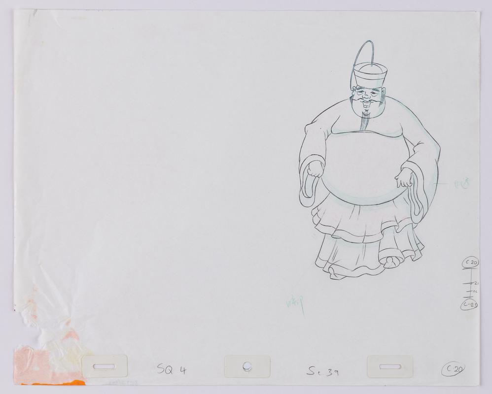 Turandot animation production sketch of a minister.