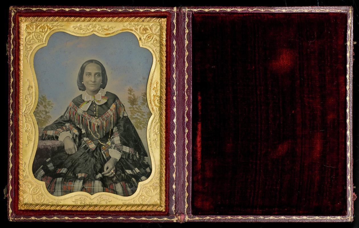 Case with portrait of Mrs Thomas, Crickhowell