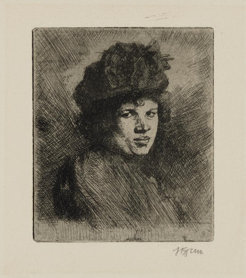 Woman with a Curl and a Black Hat