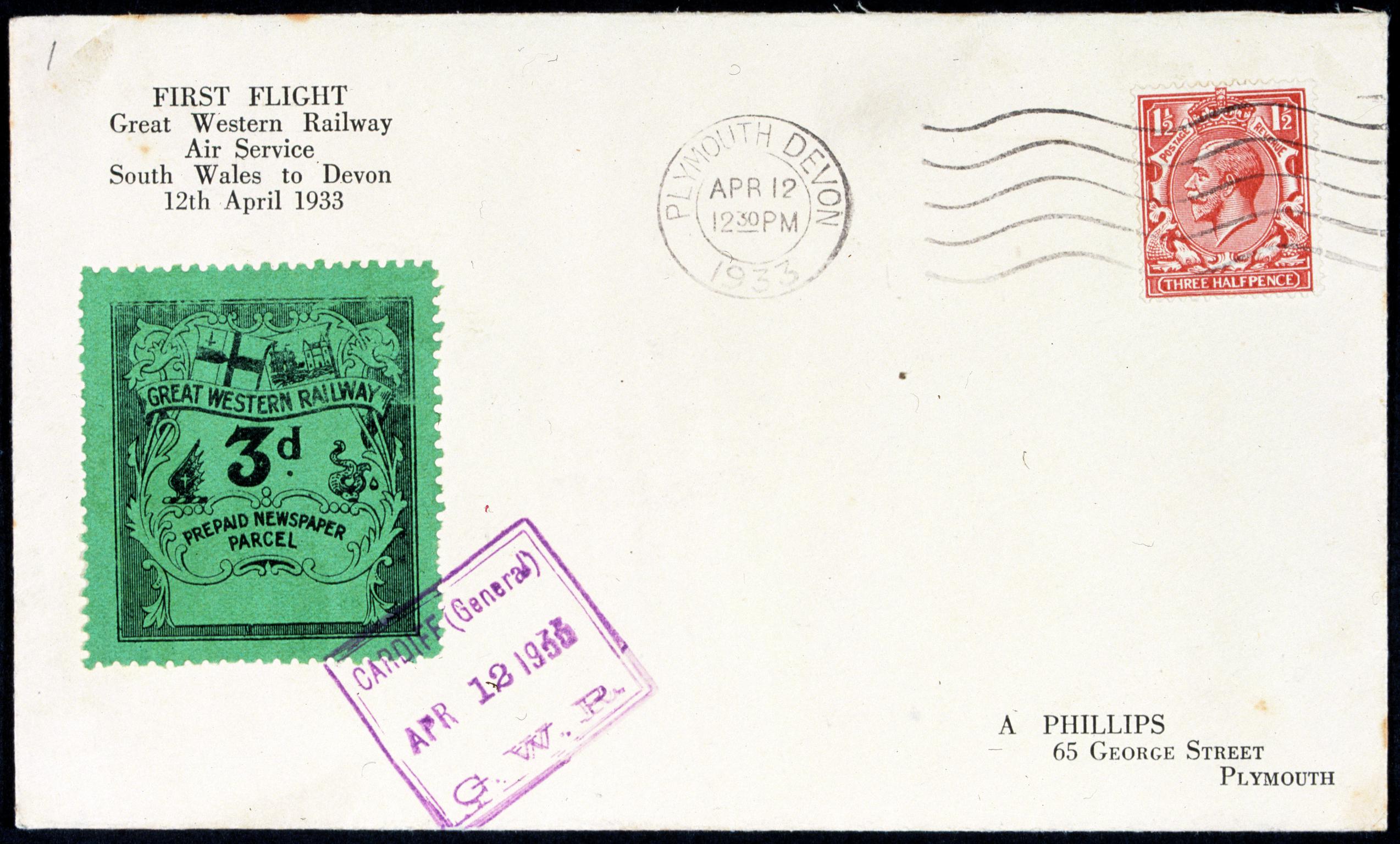 G.W.R. Air Service, first flight, envelope