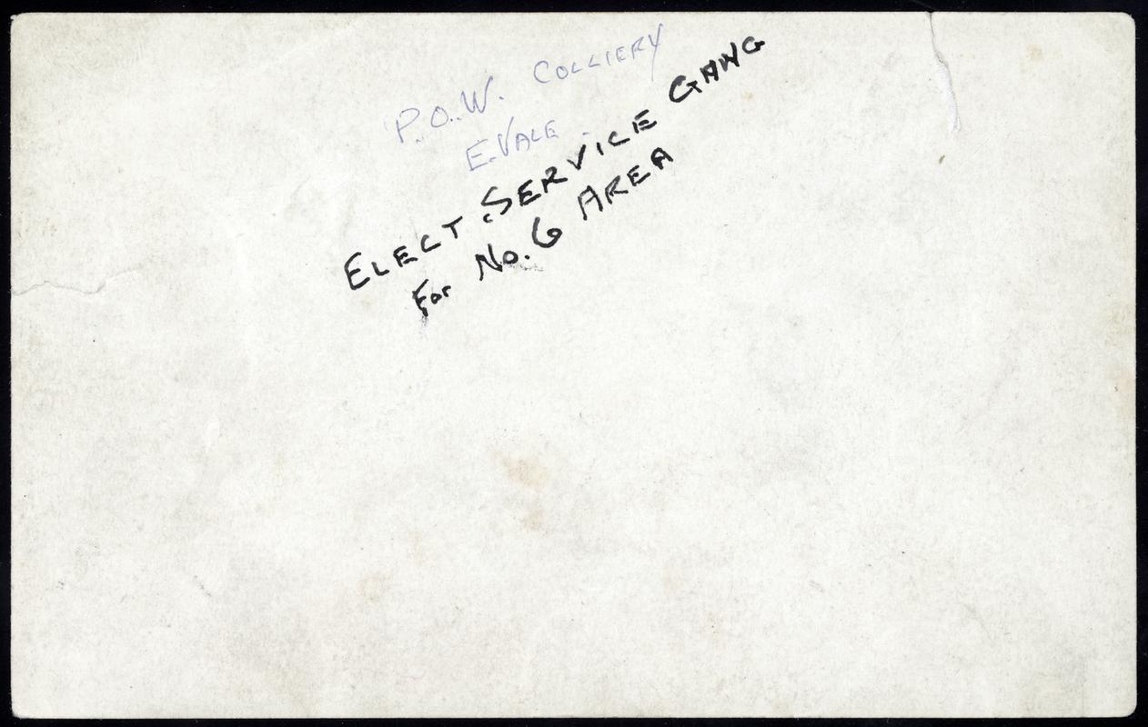 Electrical Service Gang for No. 6 Area based at Prince of Wales Colliery, Ebbw Vale (back)