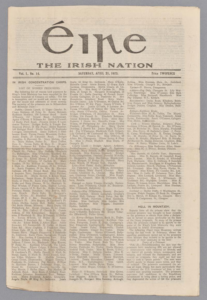 EIRE - The Irish Nation, April 21, 1923