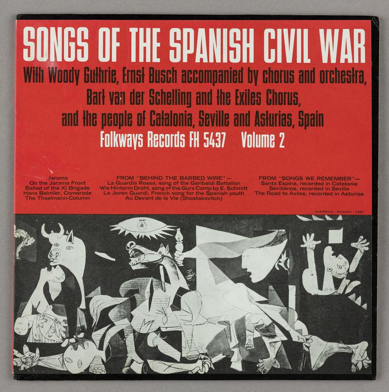 Long playing record - Songs of the Spanish Civil War, Vol. 2, 1966. Record in paper sleeve within card cover. Song book enclosed.  Front of LP cover
