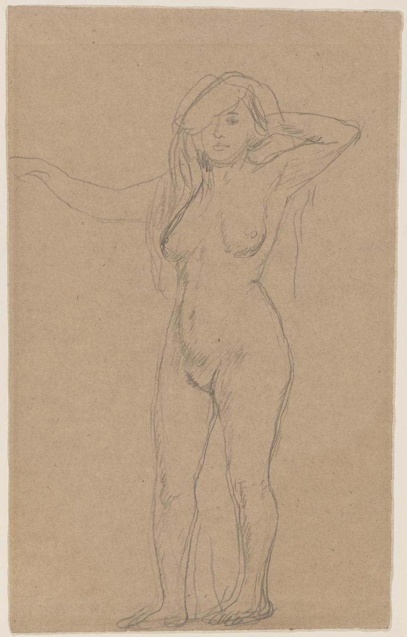 Standing Female Nude, with hair loose