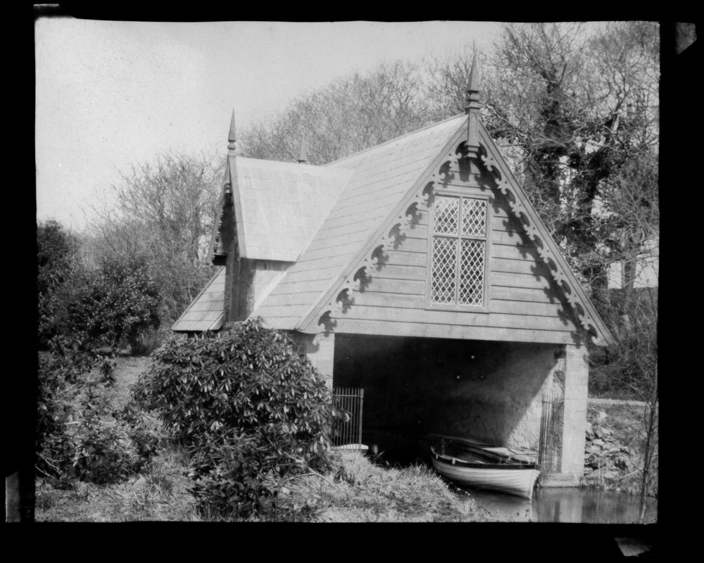 Penllergare, boat house, paper negative