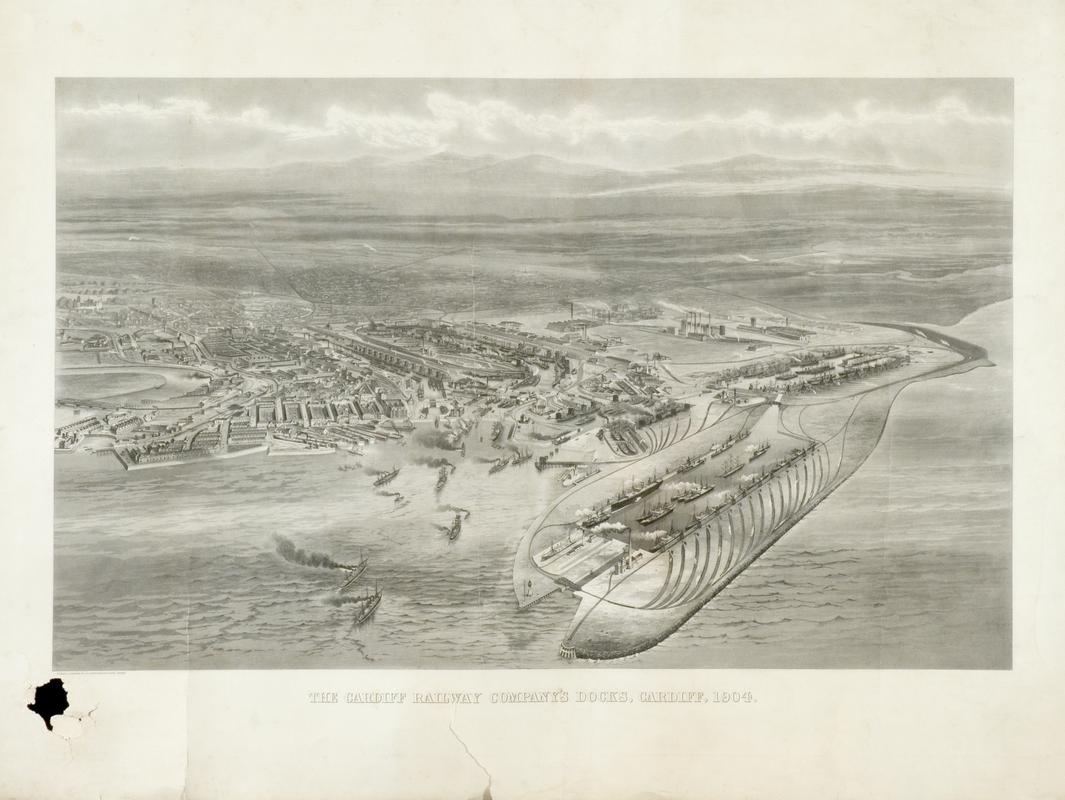 Print : &quot;Cardiff Railway Company&#039;s Docks, 1904&quot;