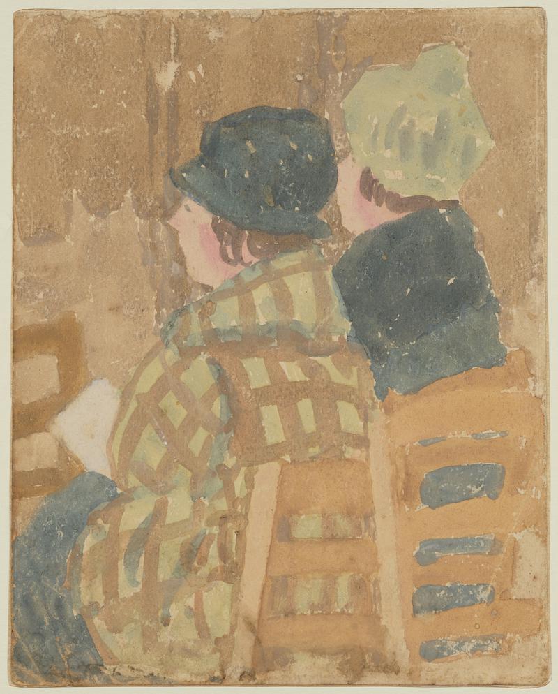 Two women seated in church