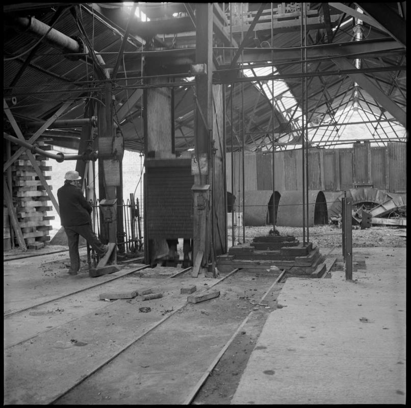 Black and white film negative showing clapper boards over the No. 3 shaft, Fernhill Colliery 1976.  &#039;Fernhill 1976&#039; is transcribed from original negative bag.