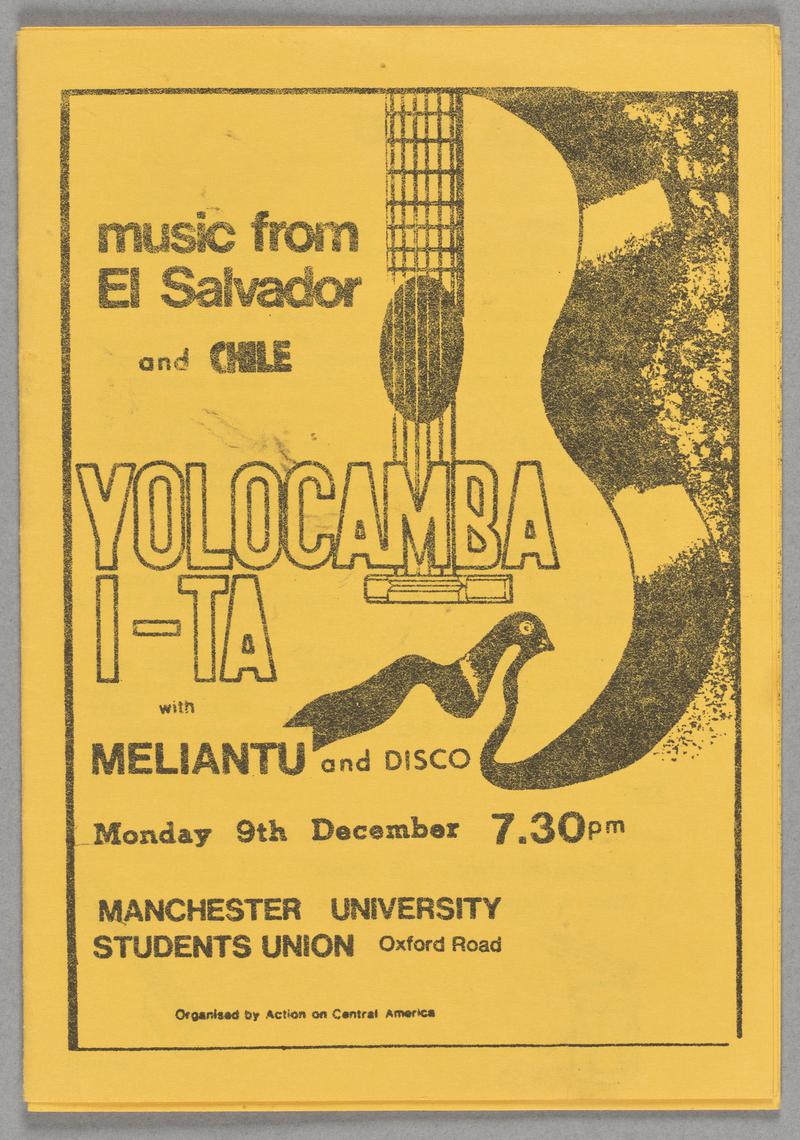 Programme for a concert of music from El Salvador and Chile, 9 December 1985