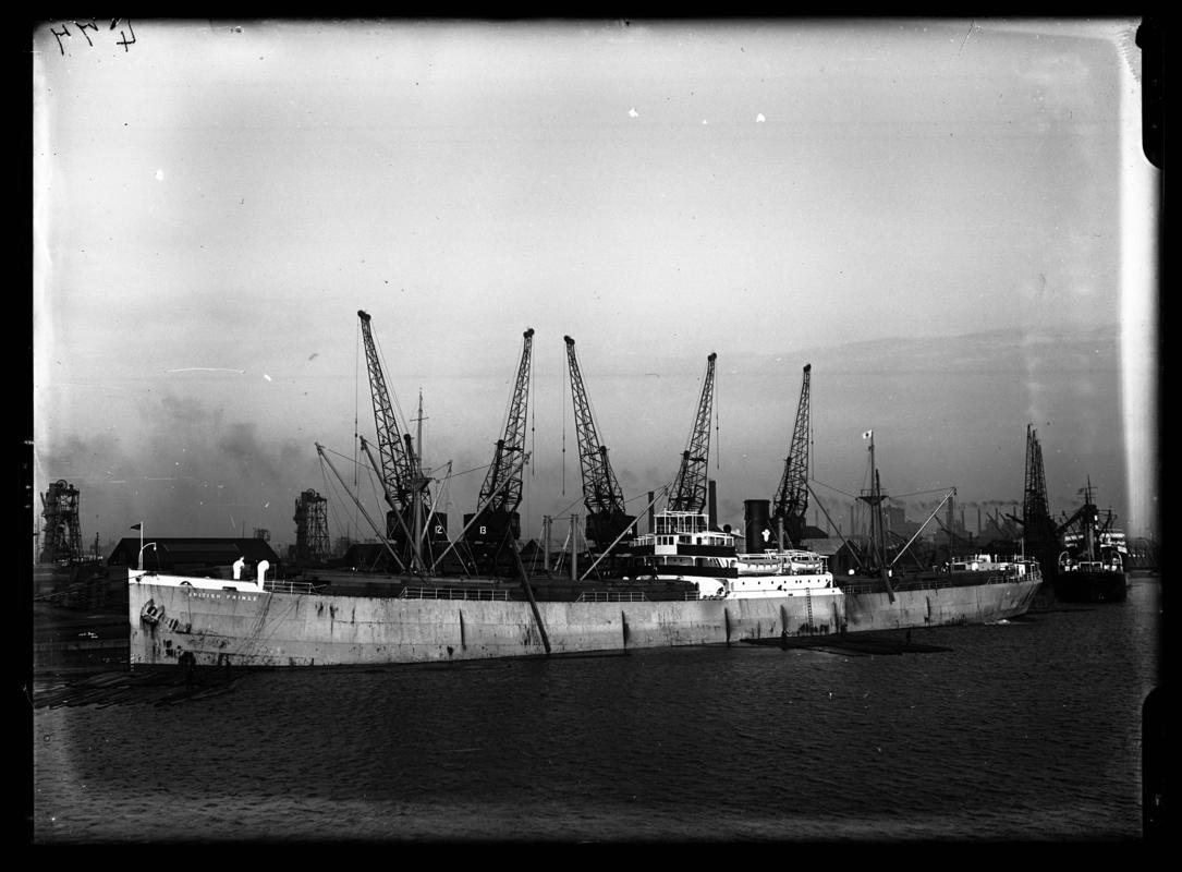 Port Broadside view of S.S. BRITISH PRINCE, Cardiff Docks c.1933