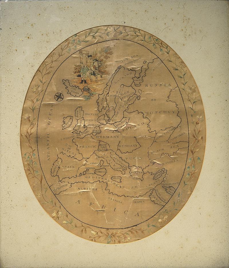 Sampler (map of Europe), made in Wales, c. 1810