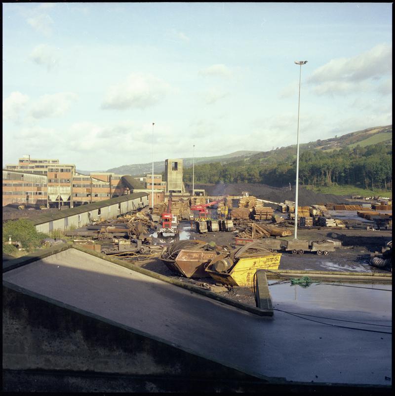 Colour film negative showing a surface view of Nantgarw Colliery.  &#039;Nantgarw&#039; is transcribed from original negative bag.