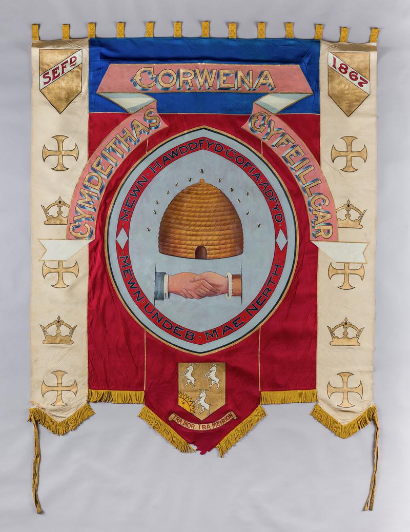 Friendly Society banner from Corwen. 1867