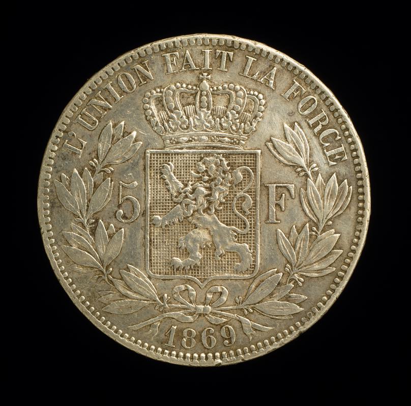 Belgium (Leopold II) five francs