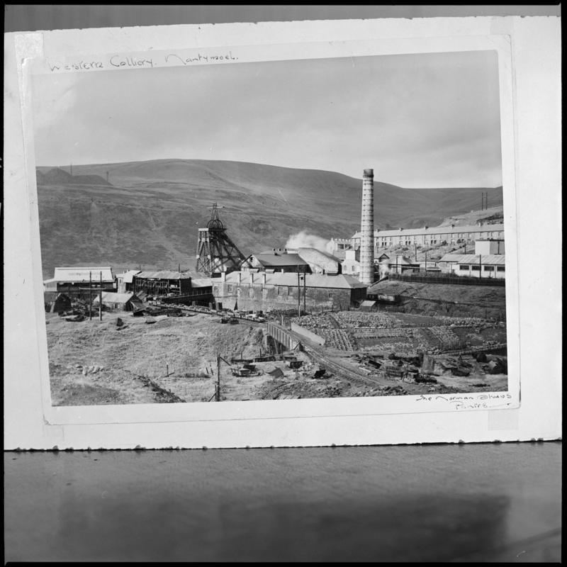 Black and white film negative of a photograph showing a surface view of Western Colliery c.1920. &#039;Western Colliery c.1920&#039; is transcribed from original negative bag.