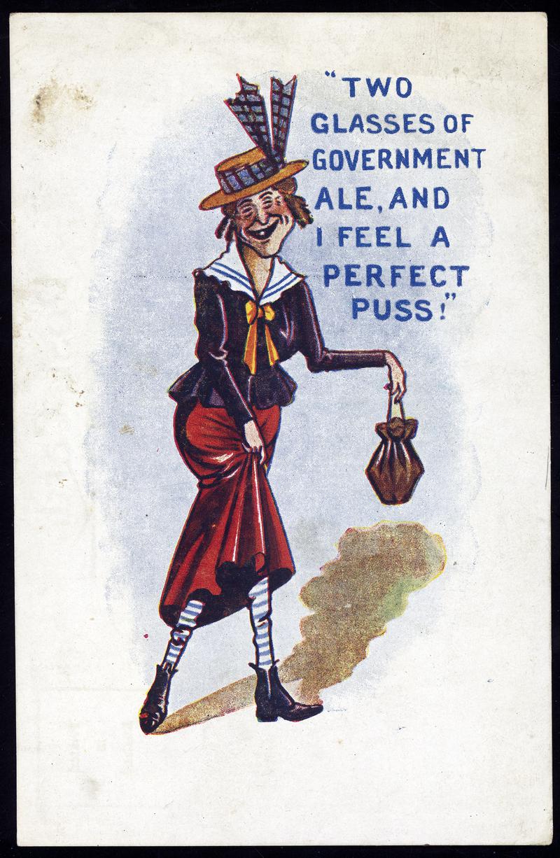 Two Glasses of Government Ale, and I Feel a Perfect Puss! (postcard)
