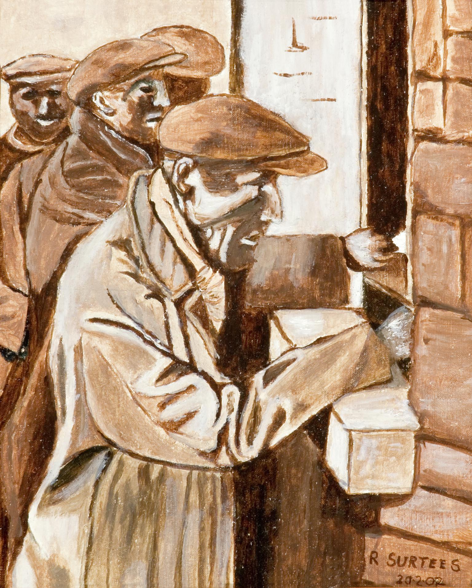 Miners collecting their wages, painting