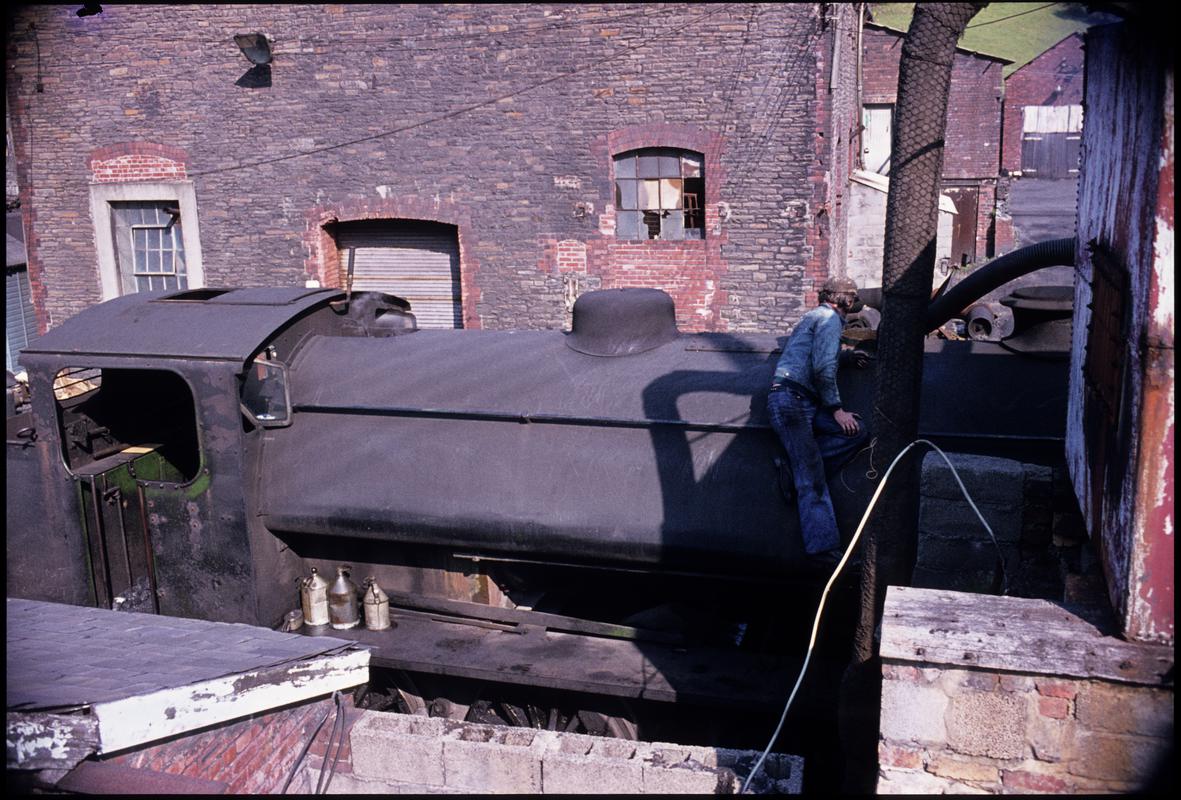 Colour film slide showing a locomotive at Graig Merthyr Colliery.