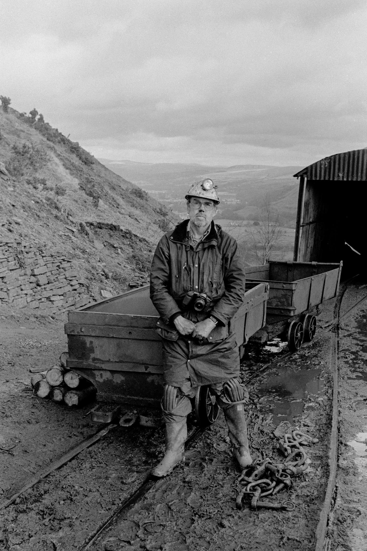Black mountain coal. Photographer David Hurn after shooting underground. Neath Valley, Wales