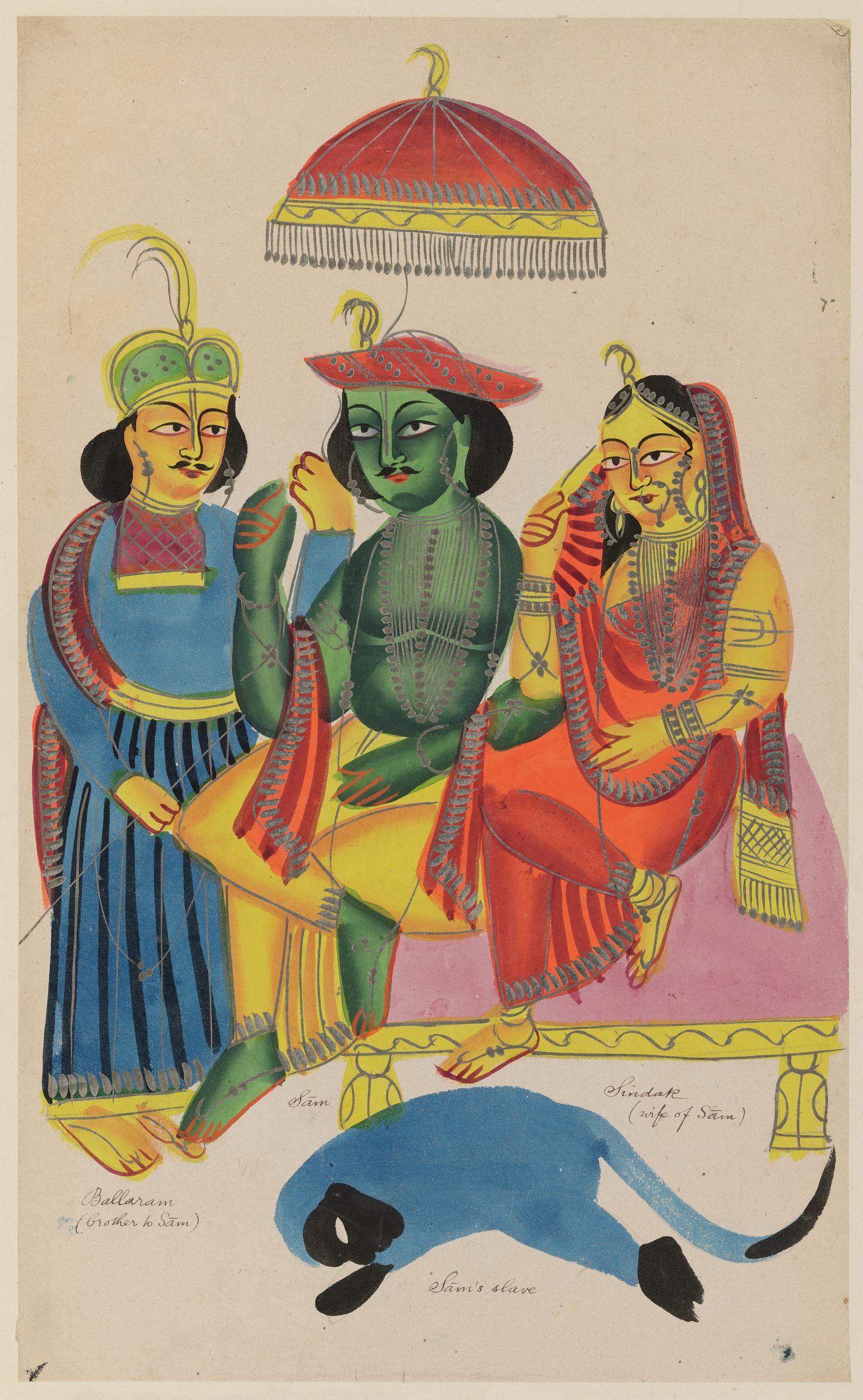 Rava and Sita attended by Lakshmana with Hanuman attending at their feet