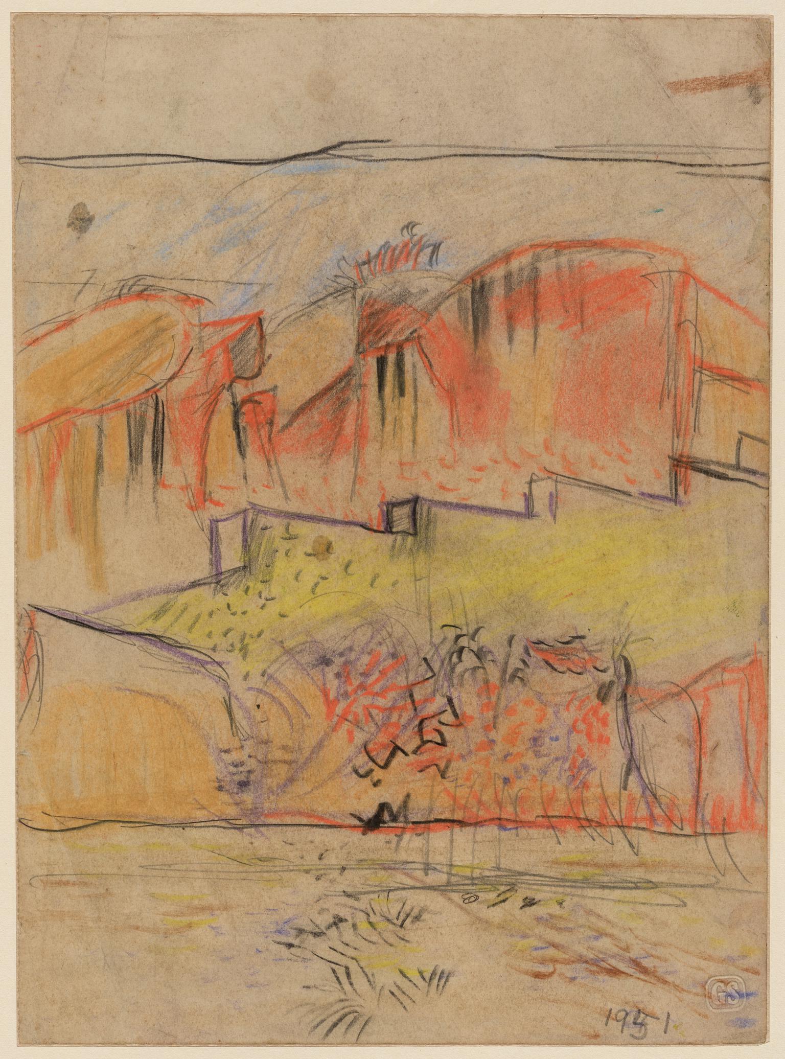 Landscape with terraced wall