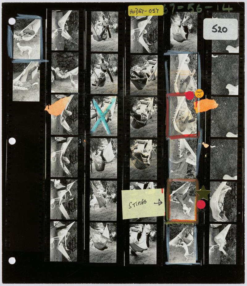 Contact sheet of Jane Fonda for Sunday Times - See also NMW A 57463 Print from one of the marked Negs.