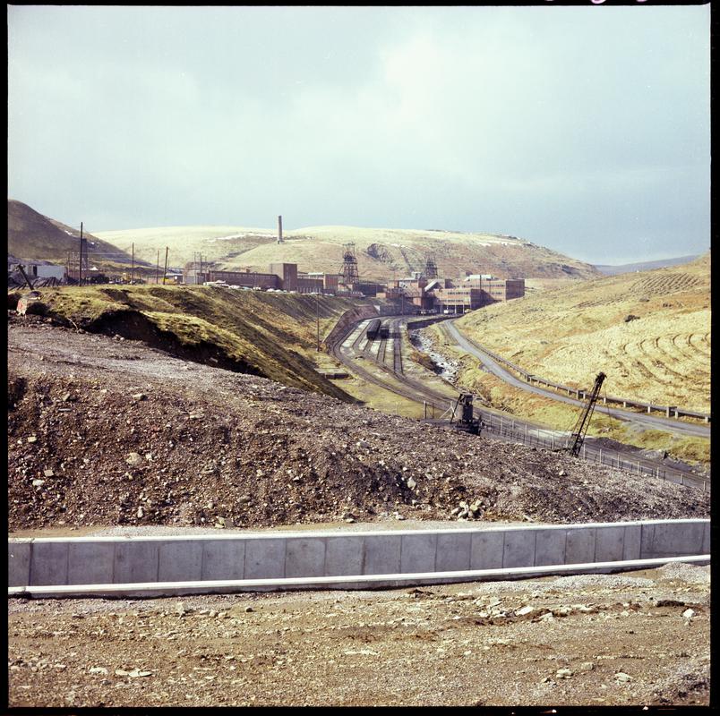 Colour film negative showing a view towards Maerdy Colliery. Appears to be identical to 2009.3/1096