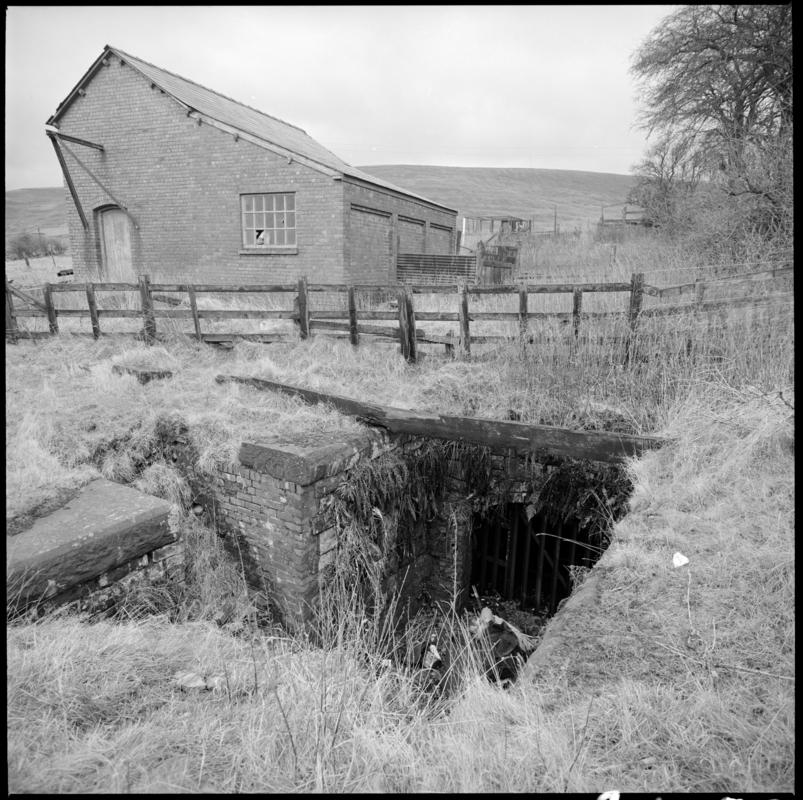Black and white film negative showing Kay&#039;s Slope, Blaenavon.  &#039;Kay&#039;s Slope Blaenavon&#039; is transcribed from original negative bag.