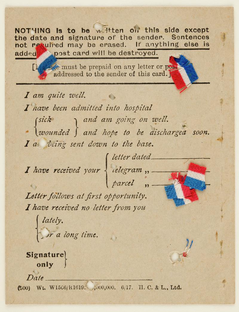 Field Service Postcard, with red white &amp; blue ribbon.