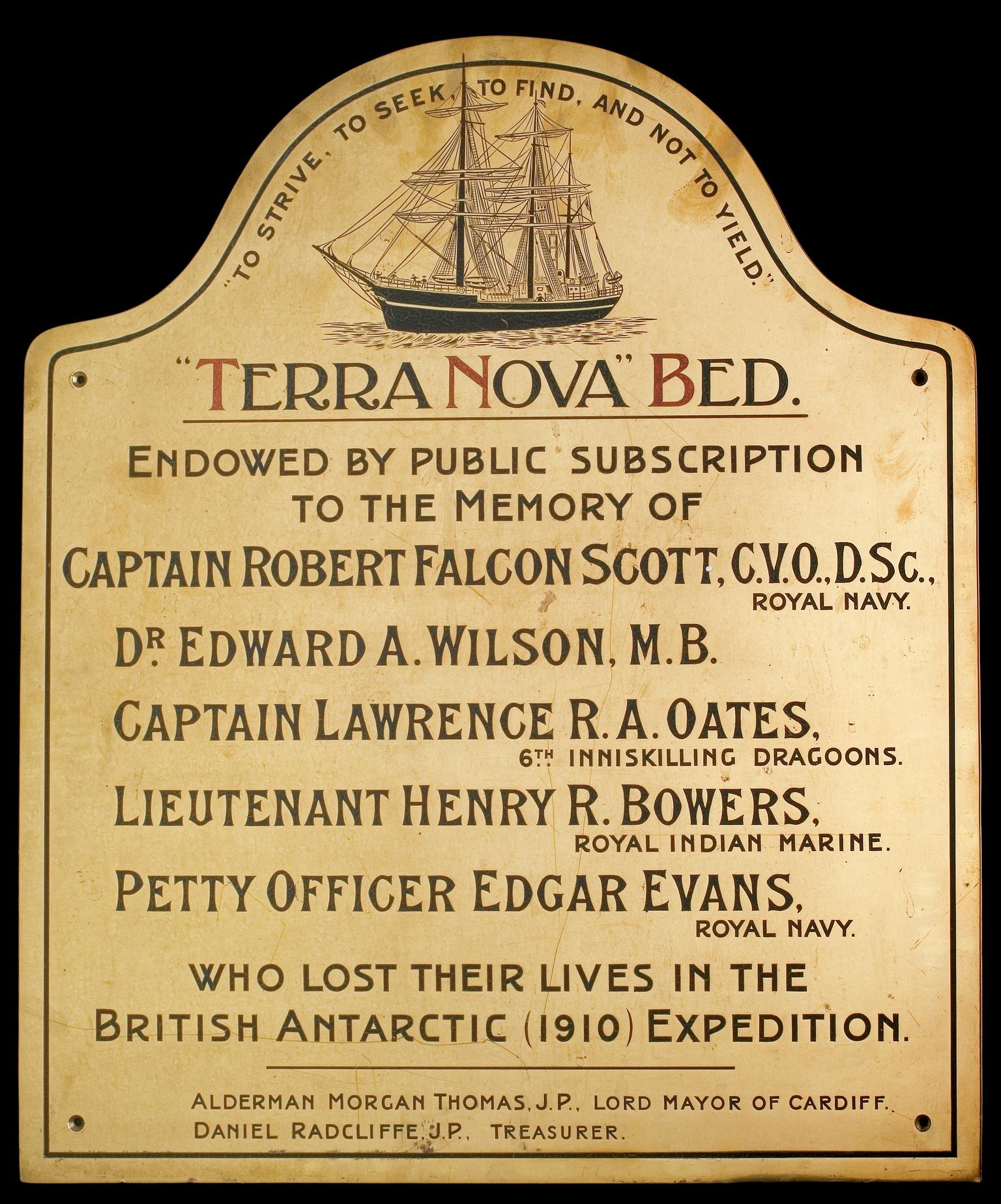 TERRA NOVA bed plaque
