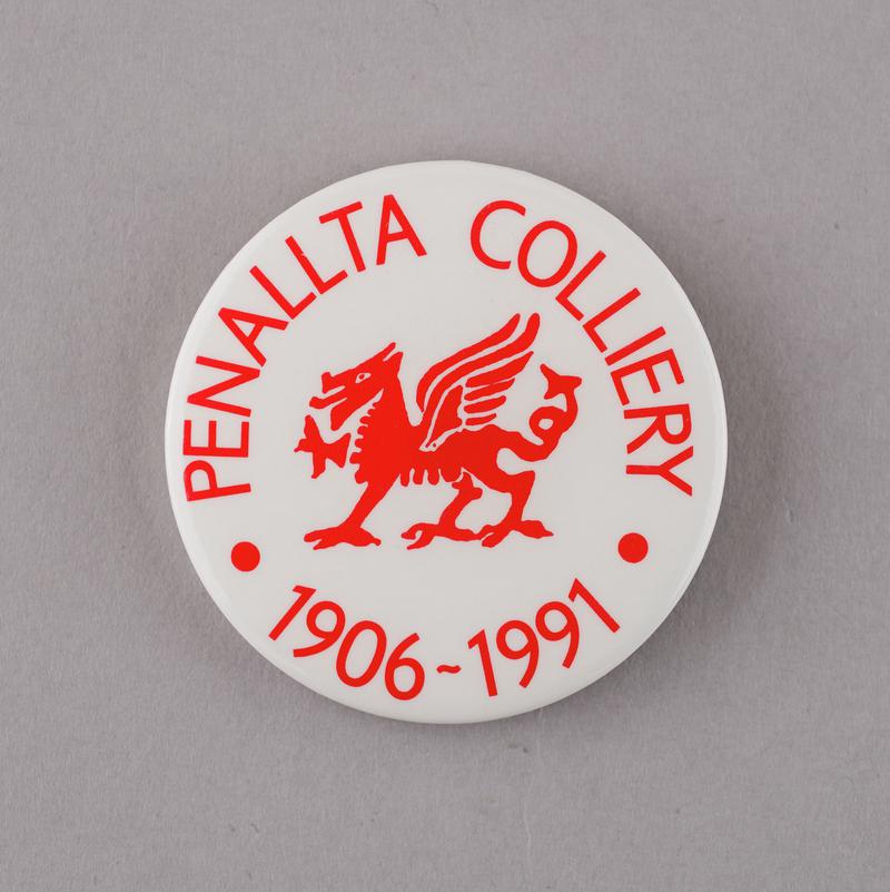 closure of Penallta Colliery 1991, badge