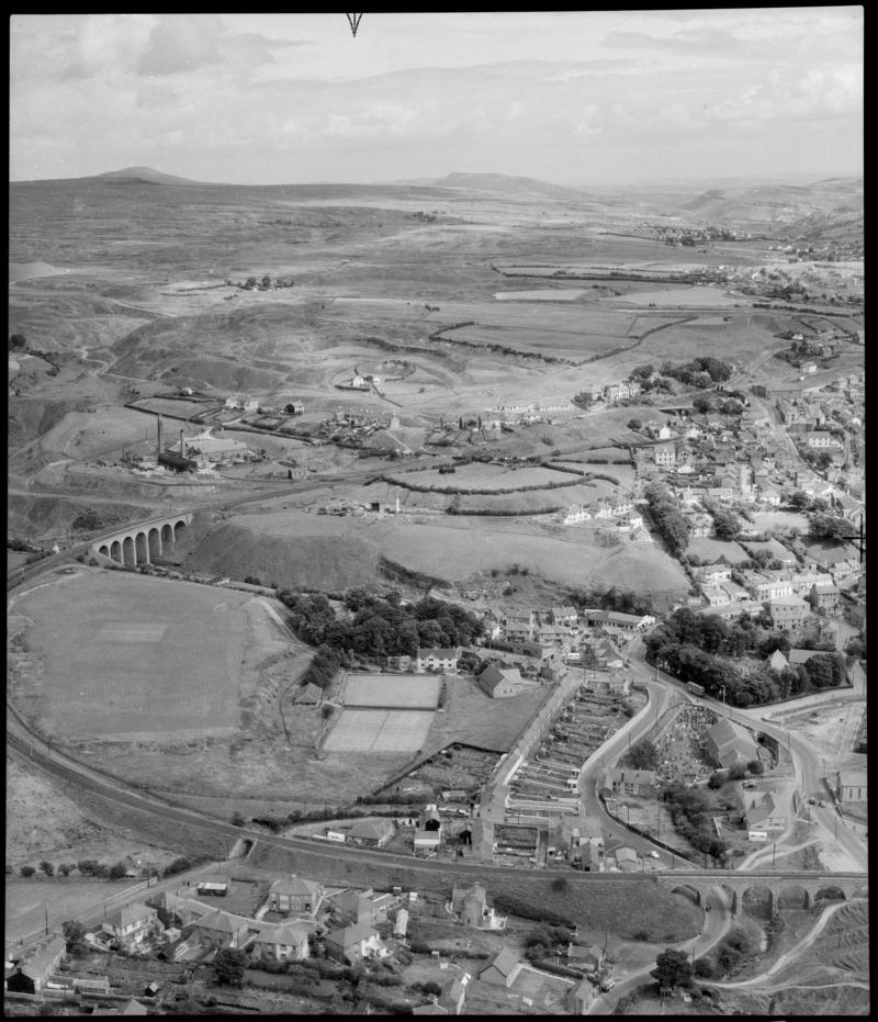 Aerial view of possibly Ebbw Vale or Merthyr.