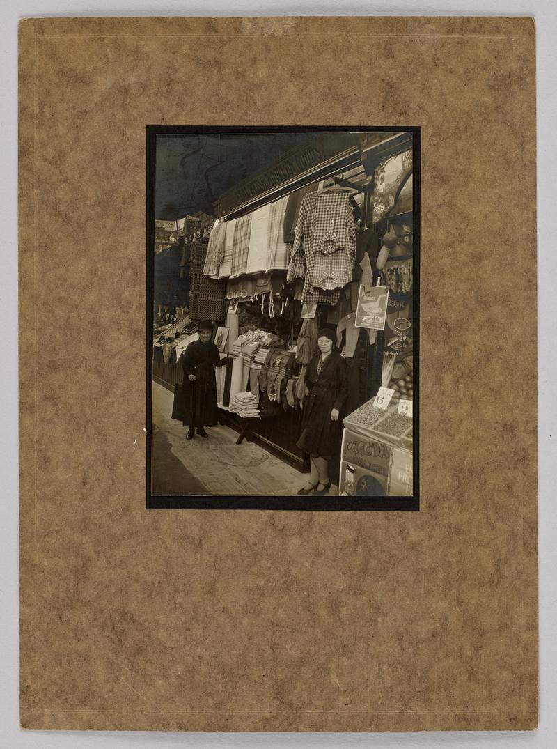 Davies &amp; Lewis&#039; market stall, Aberdare, about 1925.
