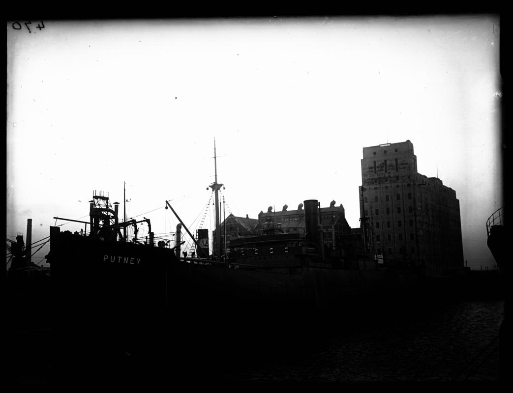 Bow view of S.S. PUTNEY, Cardiff Docks c.1936