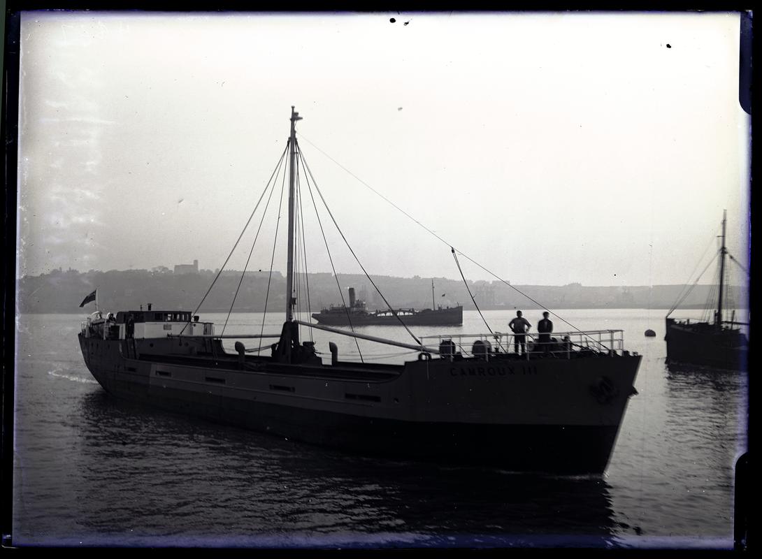 3/4 Starboard Bow view of M.V. CAMROUX III, with mud hopper at Penarth Head, c.1936.