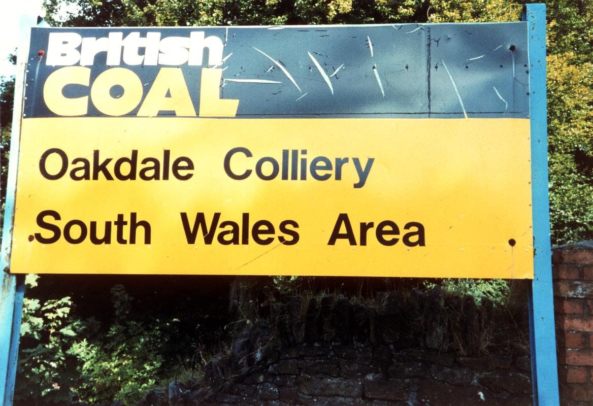 Oakdale Colliery entrance sign