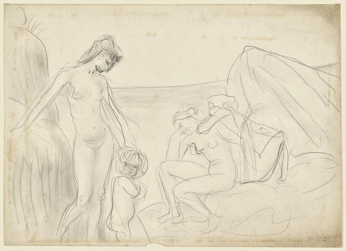 A Group of Three Female Nudes and a Boy