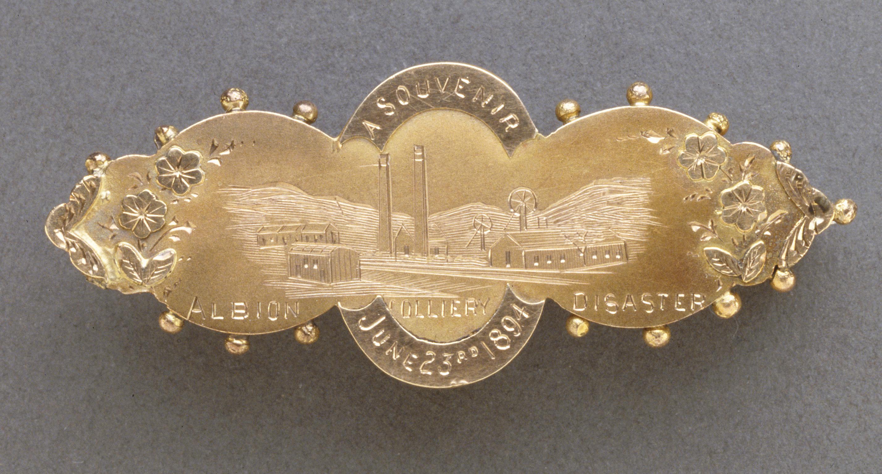 Albion Colliery disaster brooch, 1894