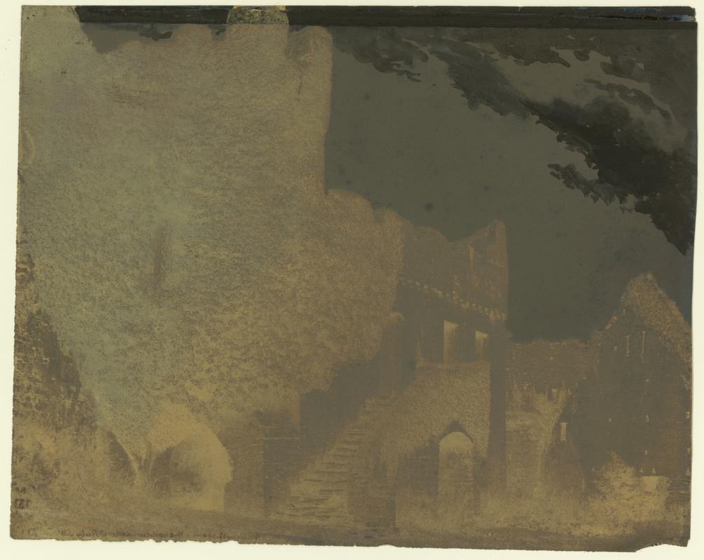 Wax paper calotype negative. Banqueting Room - Manobier Castle in Tenby S.W