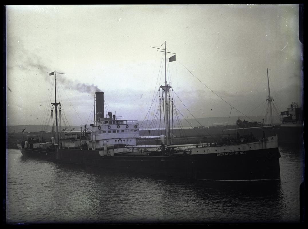 3/4 Starboard Bow view of S.S. BIZKARGI MENDI, c.1936.