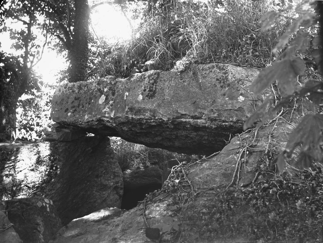 Glass plate negative; Bryn Celli Ddu chambered tomb