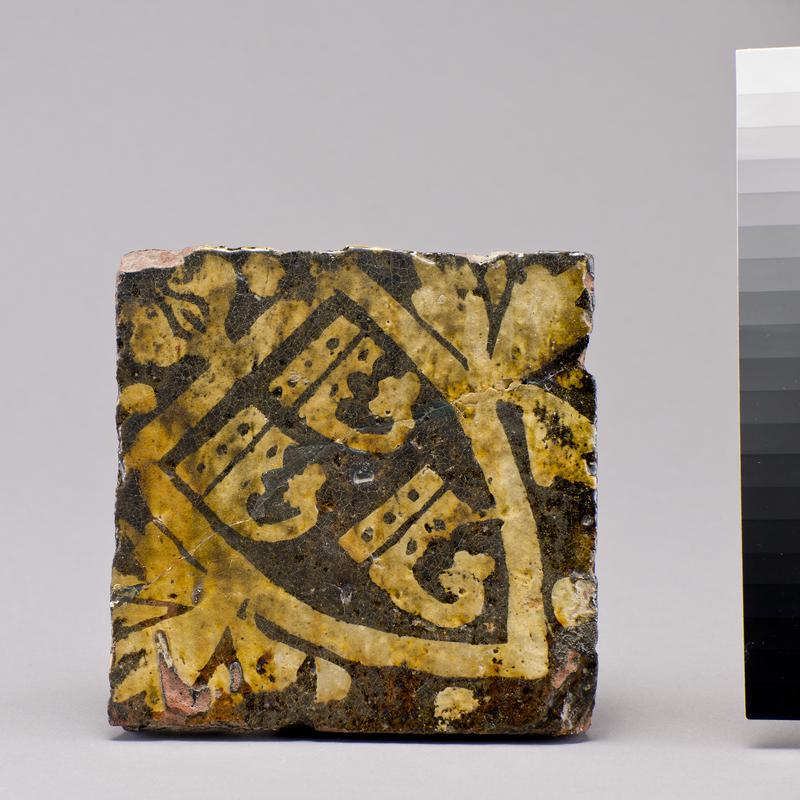 Medieval ceramic heraldic floor tile