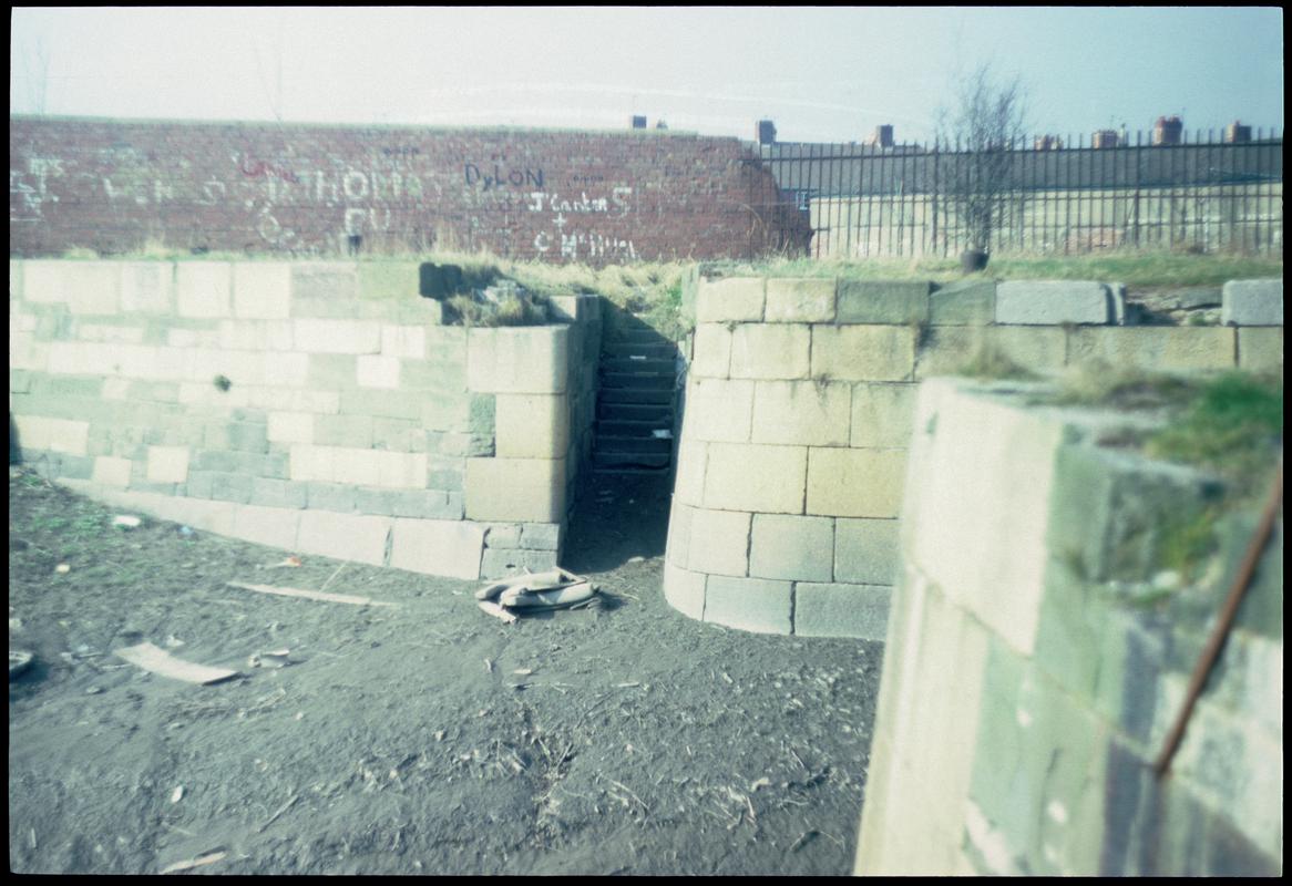 Detail of steps into Glamorganshire Canal Sea Lock, 1987.